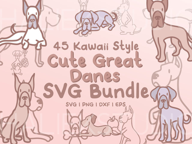 Cute Great Danes SVG Design Set SVG HalieKStudio 