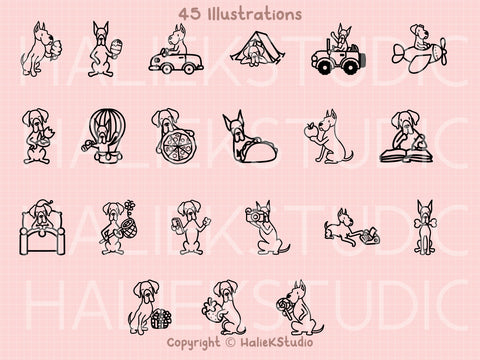 Cute Great Danes SVG Design Set SVG HalieKStudio 
