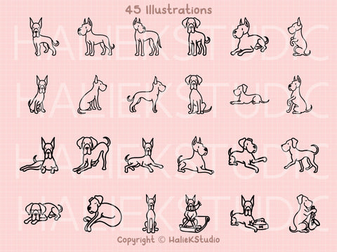 Cute Great Danes SVG Design Set SVG HalieKStudio 