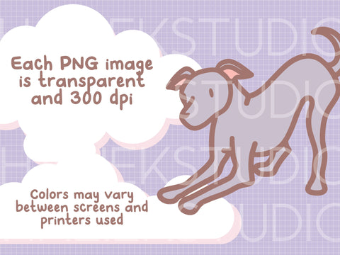 Cute Greyhounds Color PNG and SVG Design Set SVG HalieKStudio 