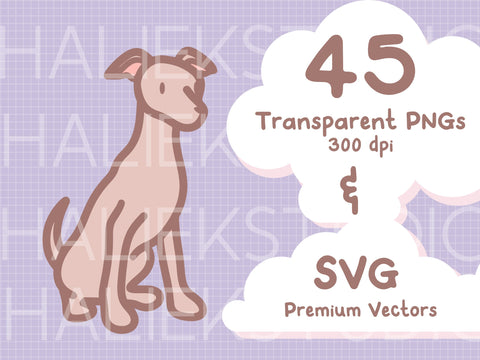 Cute Greyhounds Color PNG and SVG Design Set SVG HalieKStudio 
