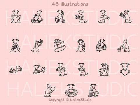 Cute Greyhounds SVG Design Set SVG HalieKStudio 