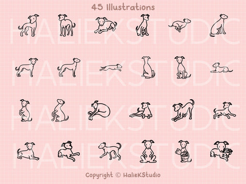 Cute Greyhounds SVG Design Set SVG HalieKStudio 