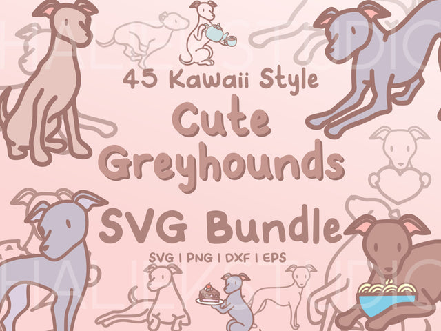 Cute Greyhounds SVG Design Set SVG HalieKStudio 