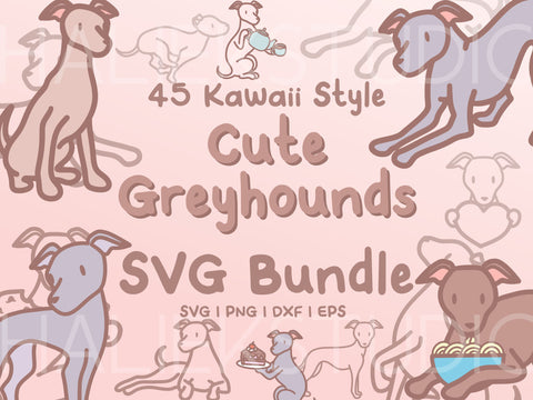 Cute Greyhounds SVG Design Set SVG HalieKStudio 