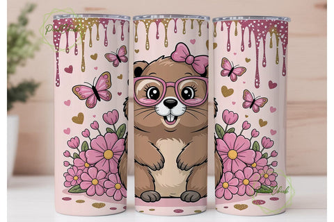 Cute Groundhog Valentine's 20oz Tumbler Sublimation PixelChick 