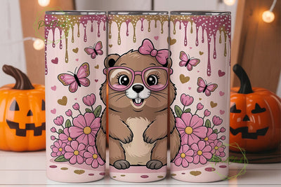 Cute Groundhog Valentine's 20oz Tumbler Sublimation PixelChick 