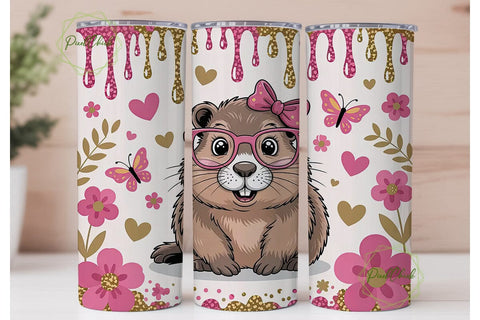 Cute Groundhog Valentine's 20oz Tumbler Sublimation PixelChick 