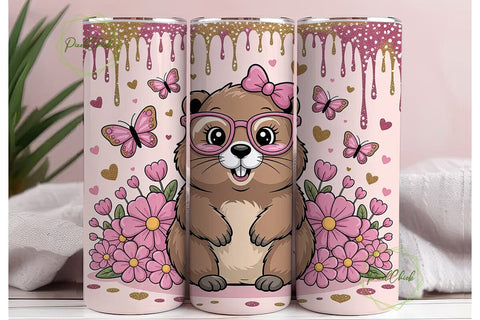 Cute Groundhog Valentine's 20oz Tumbler Sublimation PixelChick 