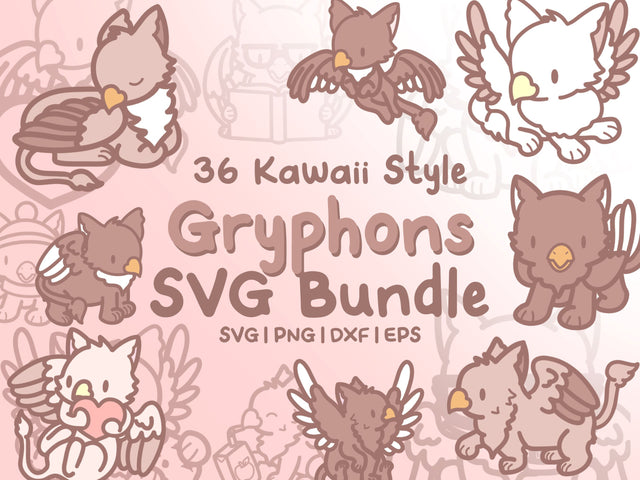 Cute Gryphons SVG Design Set SVG HalieKStudio 