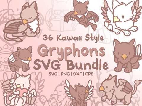 Cute Gryphons SVG Design Set SVG HalieKStudio 
