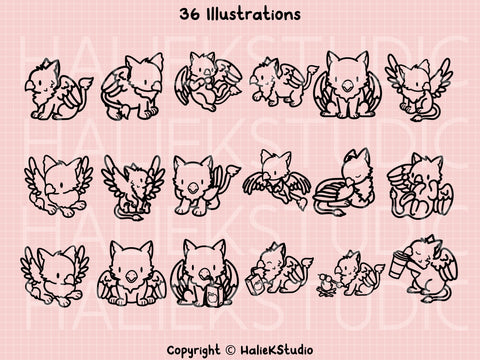 Cute Gryphons SVG Design Set SVG HalieKStudio 