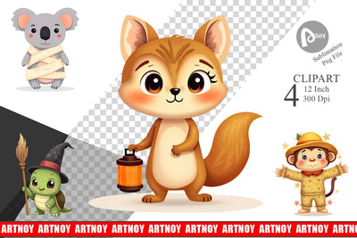 Cute Halloween Animal Clipart Sublimation artnoy 