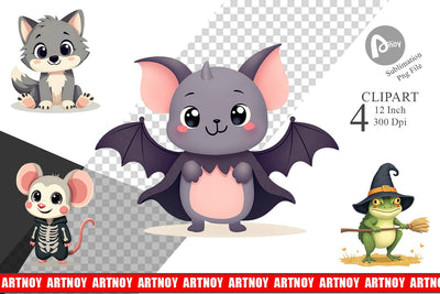 Cute Halloween Animal Clipart Sublimation artnoy 