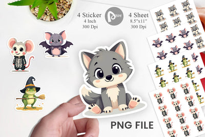 Cute Halloween Animal Sticker Sublimation artnoy 