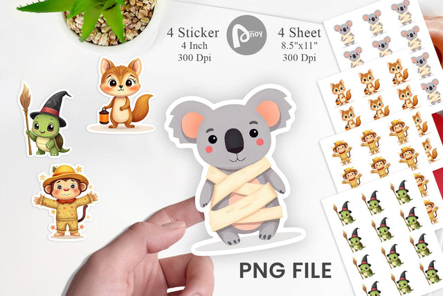 Cute Halloween Animal Sticker Sublimation artnoy 