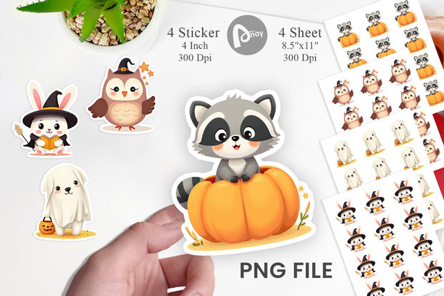Cute Halloween Animal Sticker Sublimation artnoy 