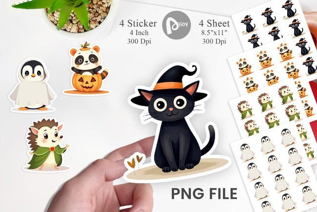 Cute Halloween Animal Sticker Sublimation artnoy 