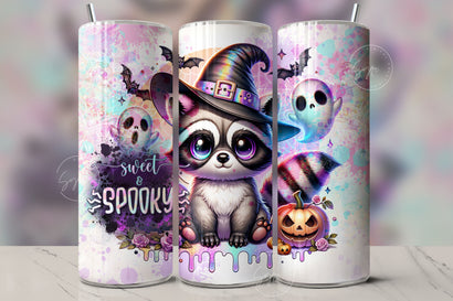 Cute Halloween Baby Raccoon Tumbler Wrap 20oz Skinny Sublimation Design Halloween Spooky PNG Halloween Face Mask Keeping It Creepy Digital Sublimation Syre Digital Creations 