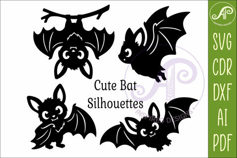 Cute Halloween Bat Silhouette SVG for Laser Cutting 1 SVG APInspireddesigns 