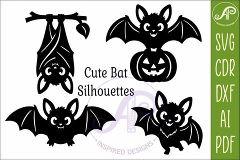 Cute Halloween Bat Silhouette SVG for Laser Cutting 2 SVG APInspireddesigns 