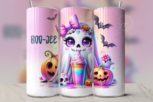 Cute Halloween Boo Tumbler Wrap 20 oz Skinny Sublimation Design Halloween Spooky PNG Halloween Vibrant Colourful Neon Boo jee Digital File Sublimation Syre Digital Creations 