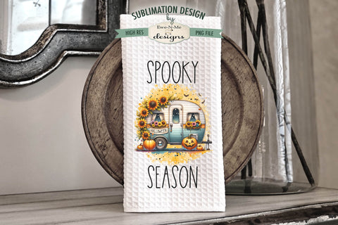 Cute Halloween Camper Sublimation Kitchen Towel Designs Sublimation Ewe-N-Me Designs 