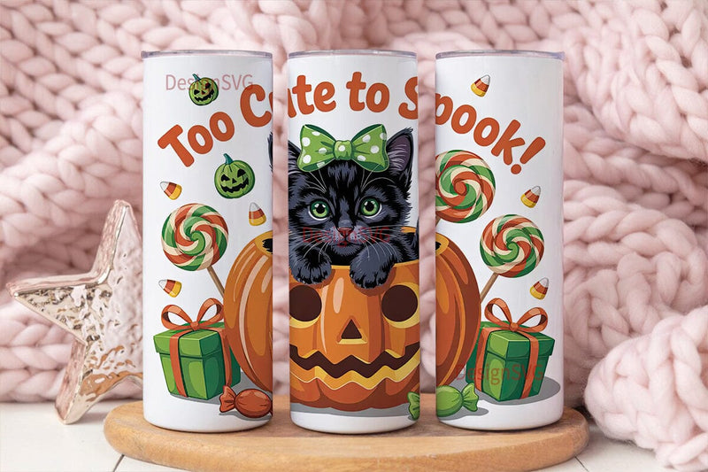 Cute Halloween Cat 20oz Tumbler Wrap Sublimation DesignSVG 
