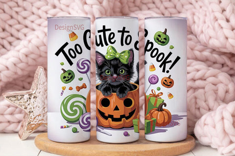 Cute Halloween Cat 20oz Tumbler Wrap Sublimation DesignSVG 