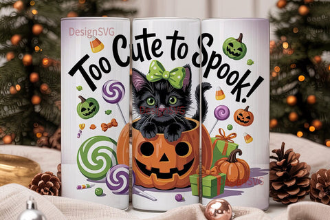 Cute Halloween Cat 20oz Tumbler Wrap Sublimation DesignSVG 