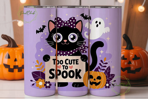 Cute Halloween Cat 20oz Tumbler Wrap Sublimation PixelChick 