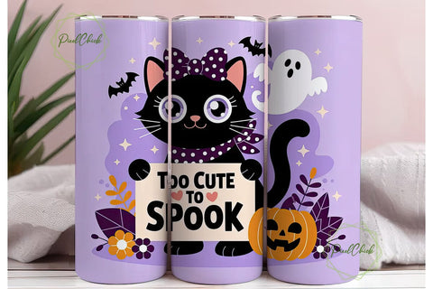 Cute Halloween Cat 20oz Tumbler Wrap Sublimation PixelChick 