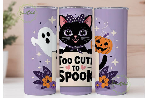 Cute Halloween Cat 20oz Tumbler Wrap Sublimation PixelChick 