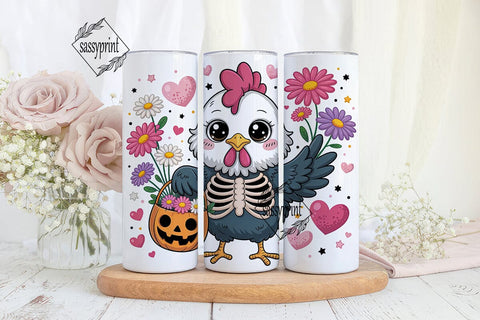 Cute Halloween Chicken 20oz Tumbler Wrap Sublimation sassyprint 