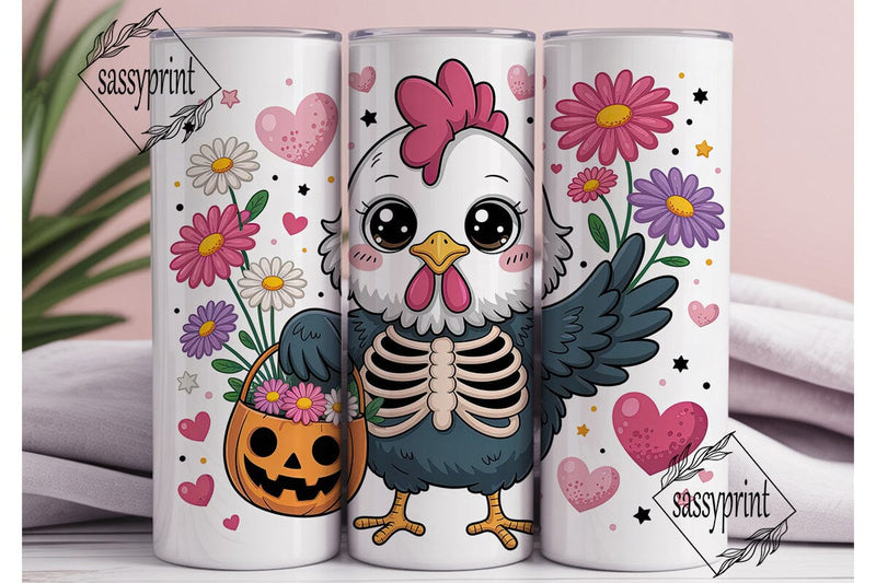 Cute Halloween Chicken 20oz Tumbler Wrap Sublimation sassyprint 
