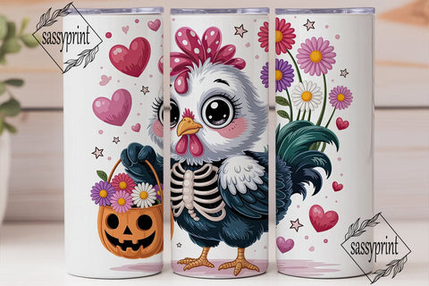 Cute Halloween Chicken 20oz Tumbler Wrap Sublimation sassyprint 