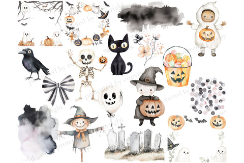 Cute Halloween Clipart Set | Spooky Kids PNG Bundle SVG GlamArtZhanna 