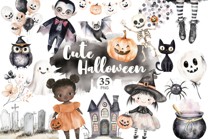 Cute Halloween Clipart Set | Spooky Kids PNG Bundle SVG GlamArtZhanna 