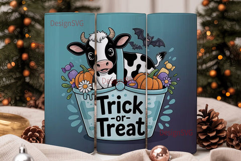 Cute Halloween Cow 20oz Tumbler Wrap Sublimation DesignSVG 