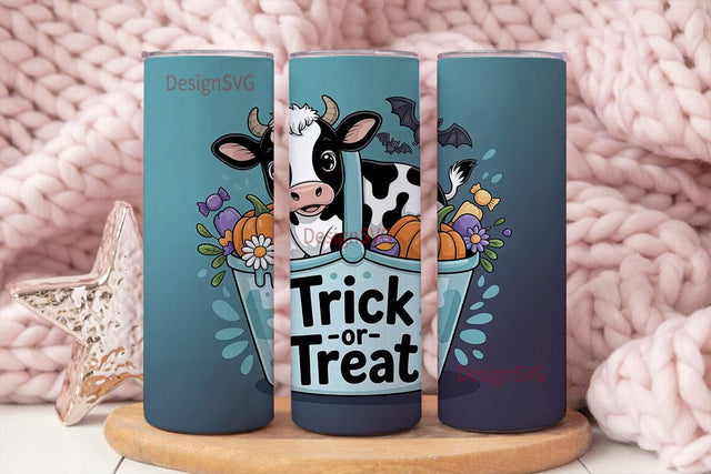 Cute Halloween Cow 20oz Tumbler Wrap Sublimation DesignSVG 