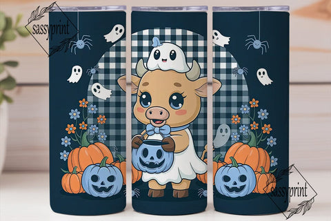 Cute Halloween Cow 20oz Tumbler Wrap Sublimation sassyprint 
