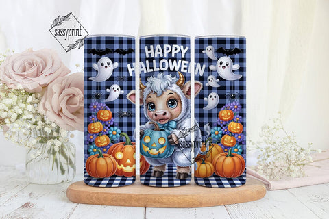 Cute Halloween Cow 20oz Tumbler Wrap Sublimation sassyprint 