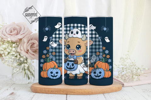 Cute Halloween Cow 20oz Tumbler Wrap Sublimation sassyprint 