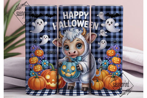 Cute Halloween Cow 20oz Tumbler Wrap Sublimation sassyprint 