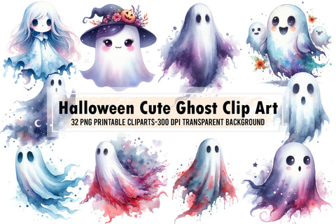 Cute Halloween Cute Ghost Girl Clip Art Sublimation designartist 