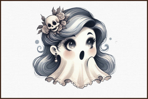 Cute Halloween Cute Ghost Girl Clip Art Sublimation designartist 