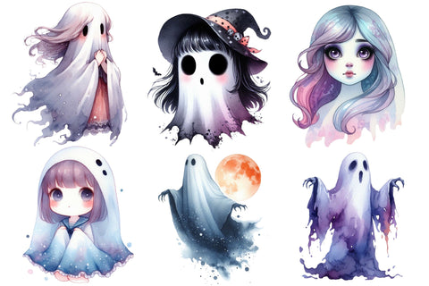 Cute Halloween Cute Ghost Girl Clip Art Sublimation designartist 