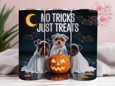 Cute Halloween Dog Lover Tumbler, Cute Puppy Cup, No Tricks Just Treats Wrap, 20Oz Sublimation Design, Spooky Pet Drinkware, Dog Lover Halloween Mug, Fall Puppy Tumbler Sublimation Li Zamperini 
