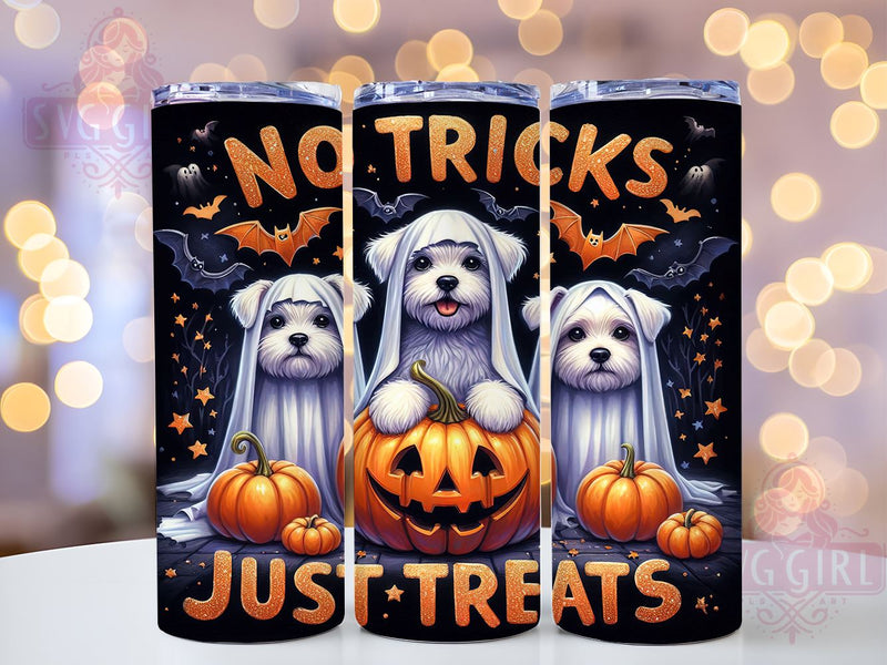 Cute Halloween Dogs Tumbler, No Tricks Just Treats, 20 oz Halloween Wrap, Dog Lover Mug, PNG File for Tumbler, Spooky Dog Design, Halloween Pet Decor, Fun Halloween Tumbler Sublimation SvggirlplusArt 
