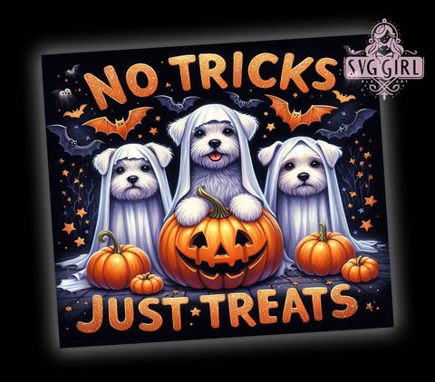 Cute Halloween Dogs Tumbler, No Tricks Just Treats, 20 oz Halloween Wrap, Dog Lover Mug, PNG File for Tumbler, Spooky Dog Design, Halloween Pet Decor, Fun Halloween Tumbler Sublimation SvggirlplusArt 